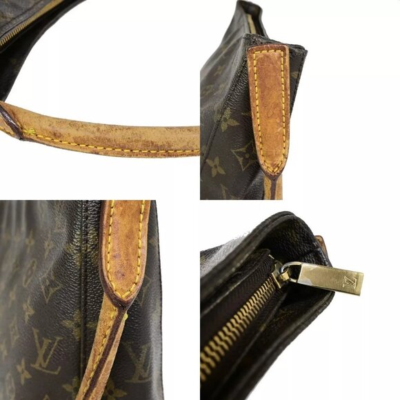 LOUIS VUITTON Logo Looping GM Shoulder Bag Monogram Leather Brown - Picture 10 of 16